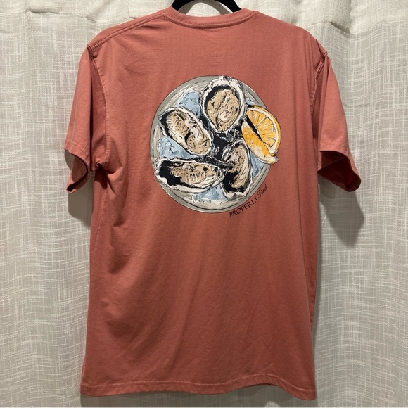 Properly Tied Mens MOyster Tray T Shirt Salmon 100% Pima Cotton Front Pocket - Picture 2 of 7